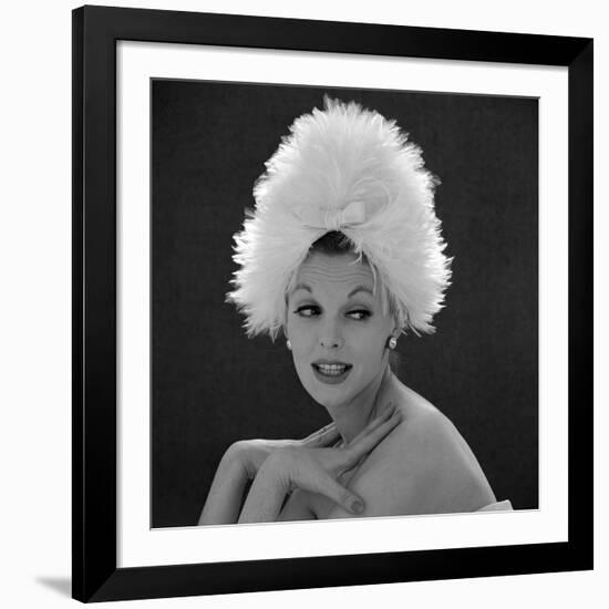 White Feathered Hat, 1960s-John French-Framed Giclee Print