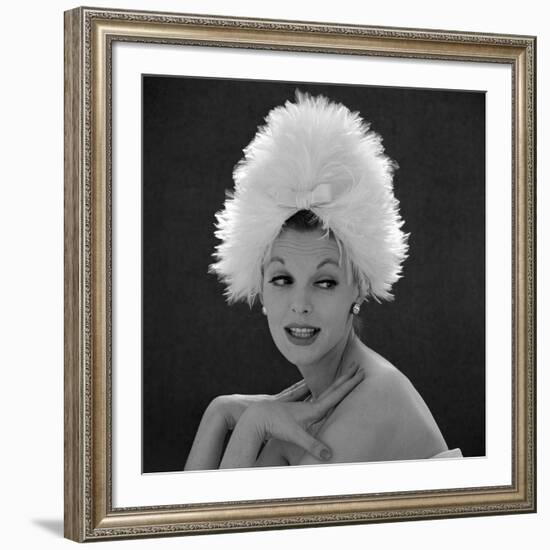 White Feathered Hat, 1960s-John French-Framed Giclee Print