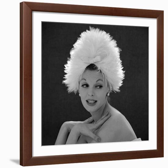 White Feathered Hat, 1960s-John French-Framed Giclee Print