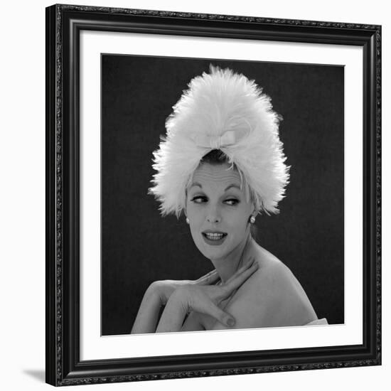 White Feathered Hat, 1960s-John French-Framed Giclee Print