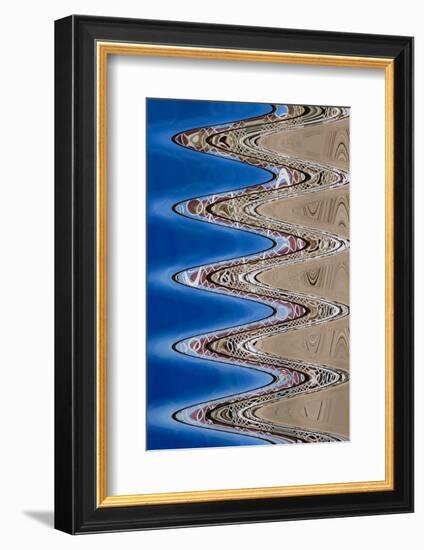 White Fence Wavy Abstract, 2018-null-Framed Photographic Print