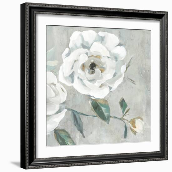 White Floral I-Aria K-Framed Art Print