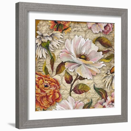 White Floral Inscription I-Elizabeth Medley-Framed Art Print