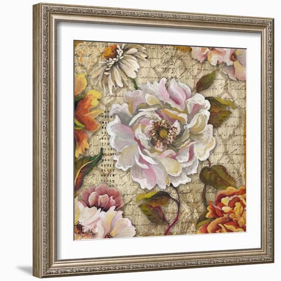 White Floral Inscription II-Elizabeth Medley-Framed Art Print