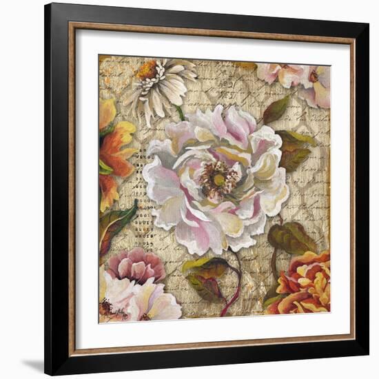 White Floral Inscription II-Elizabeth Medley-Framed Art Print