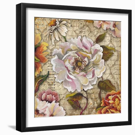 White Floral Inscription II-Elizabeth Medley-Framed Art Print