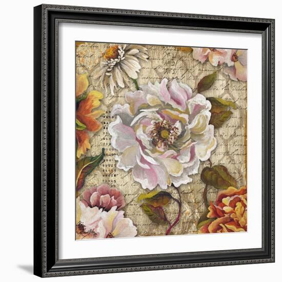 White Floral Inscription II-Elizabeth Medley-Framed Art Print