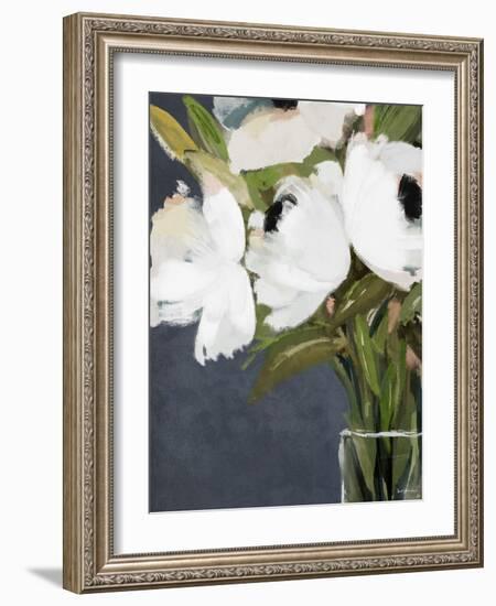 White Florals In Vase-Leah Straatsma-Framed Art Print