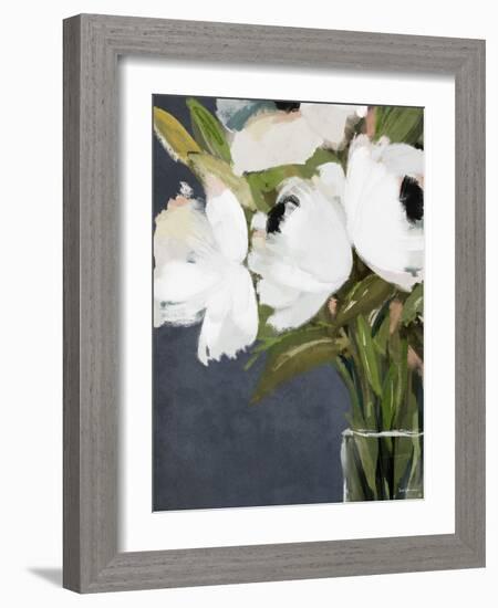 White Florals In Vase-Leah Straatsma-Framed Art Print