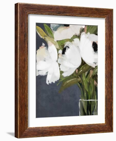 White Florals In Vase-Leah Straatsma-Framed Art Print