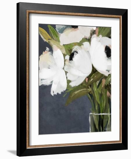 White Florals In Vase-Leah Straatsma-Framed Art Print