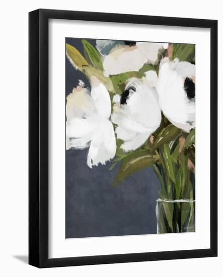White Florals In Vase-Leah Straatsma-Framed Art Print