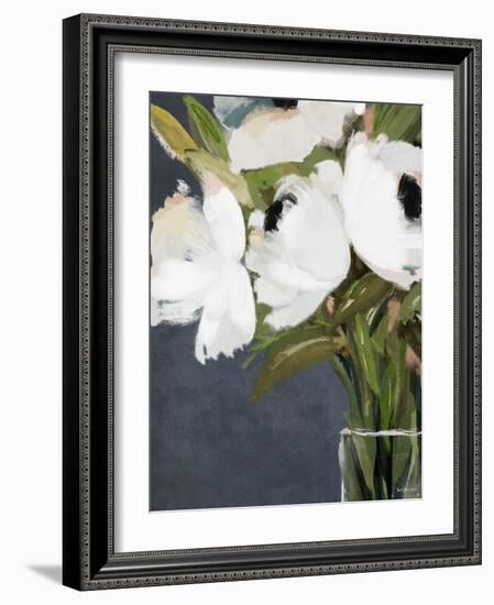 White Florals In Vase-Leah Straatsma-Framed Art Print