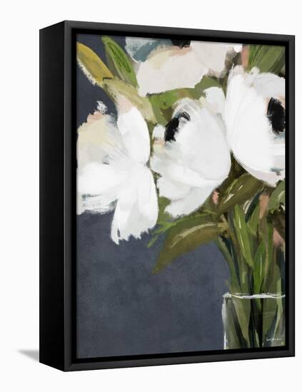 White Florals In Vase-Leah Straatsma-Framed Stretched Canvas