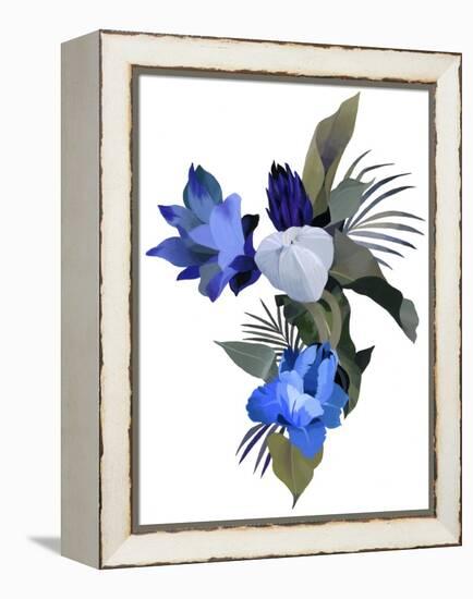 White Flowers and Light Blue Flowers (Gouache on Paper and Adobe Photoshop)-Hiroyuki Izutsu-Framed Premier Image Canvas