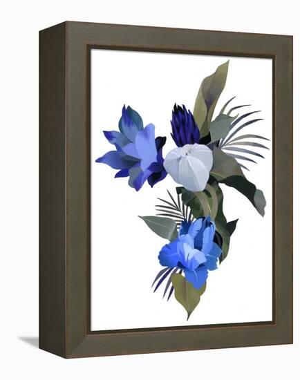 White Flowers and Light Blue Flowers (Gouache on Paper and Adobe Photoshop)-Hiroyuki Izutsu-Framed Premier Image Canvas