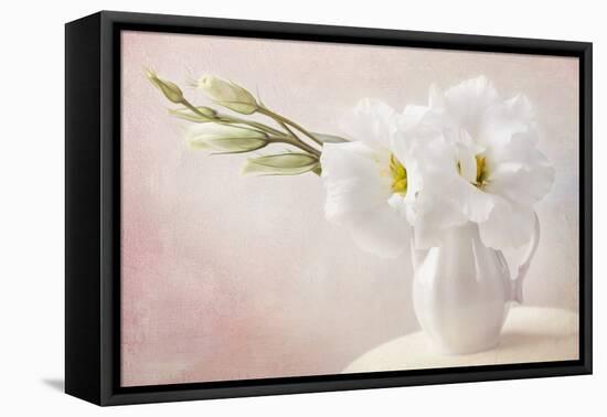 White Flowers in a Vase-egal-Framed Premier Image Canvas