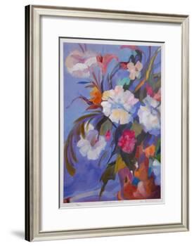 White Flowers in Red Pot-Zora Buchanan-Framed Collectable Print