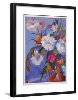 White Flowers in Red Pot-Zora Buchanan-Framed Collectable Print
