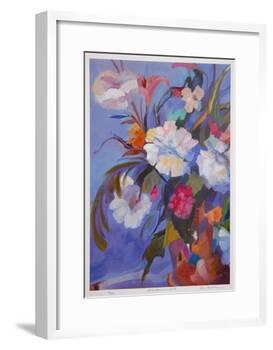 White Flowers in Red Pot-Zora Buchanan-Framed Collectable Print