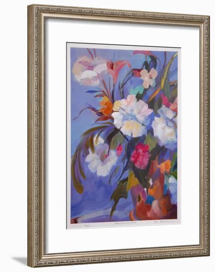 White Flowers in Red Pot-Zora Buchanan-Framed Collectable Print