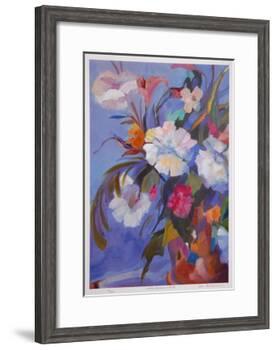 White Flowers in Red Pot-Zora Buchanan-Framed Collectable Print