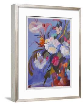 White Flowers in Red Pot-Zora Buchanan-Framed Collectable Print