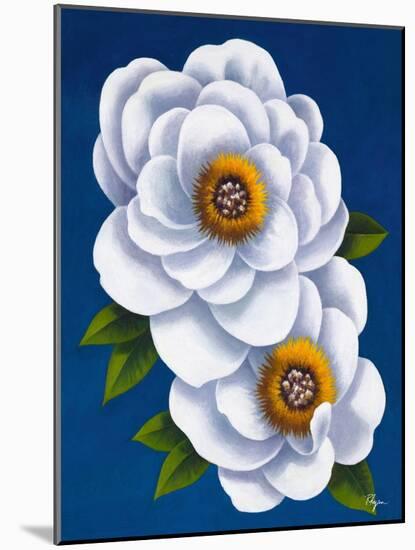 White Flowers on Blue I-Vivien Rhyan-Mounted Art Print