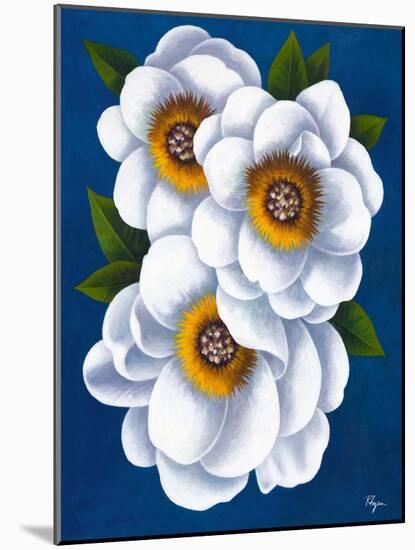 White Flowers on Blue II-Vivien Rhyan-Mounted Art Print