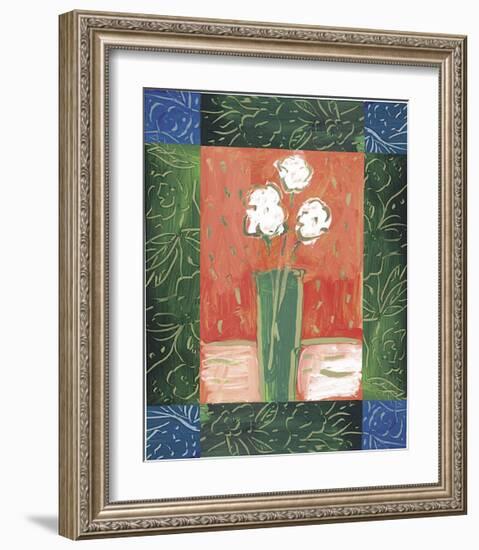 White Flowers on Orange-Hussey-Framed Giclee Print