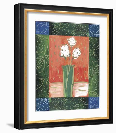 White Flowers on Orange-Hussey-Framed Giclee Print