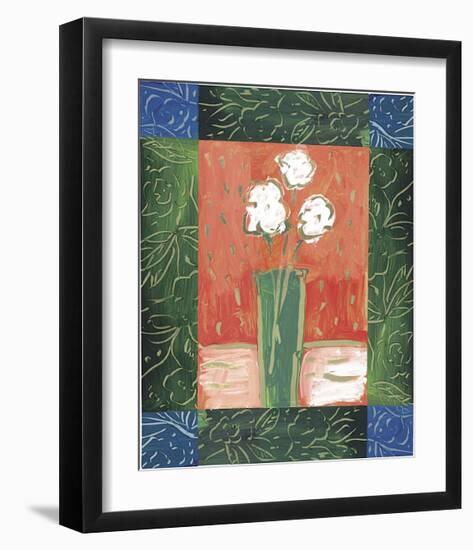 White Flowers on Orange-Hussey-Framed Giclee Print