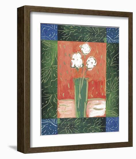 White Flowers on Orange-Hussey-Framed Giclee Print