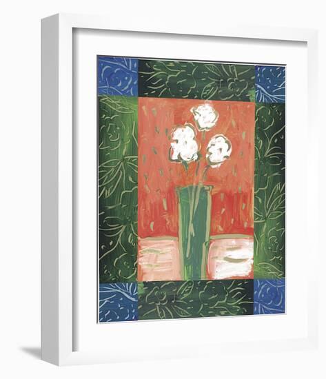 White Flowers on Orange-Hussey-Framed Giclee Print