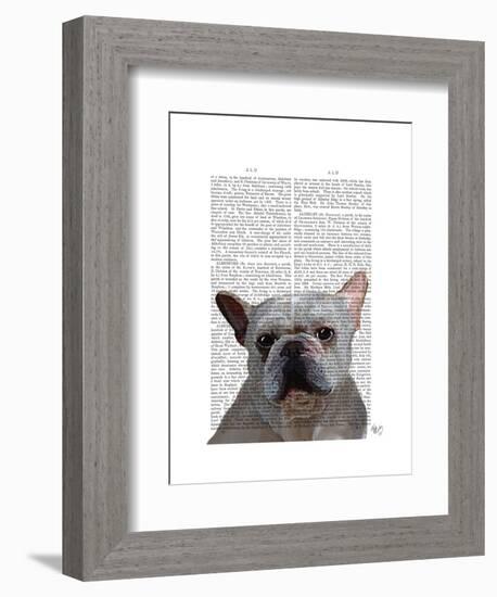 White French Bulldog Plain-Fab Funky-Framed Art Print