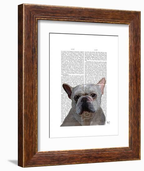 White French Bulldog Plain-Fab Funky-Framed Art Print