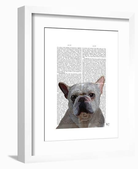 White French Bulldog Plain-Fab Funky-Framed Art Print