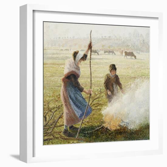 White Frost, Woman Breaking Up Wood, 1890-Camille Pissarro-Framed Giclee Print