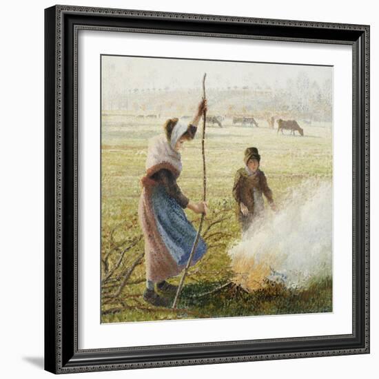 White Frost, Woman Breaking Up Wood, 1890-Camille Pissarro-Framed Giclee Print