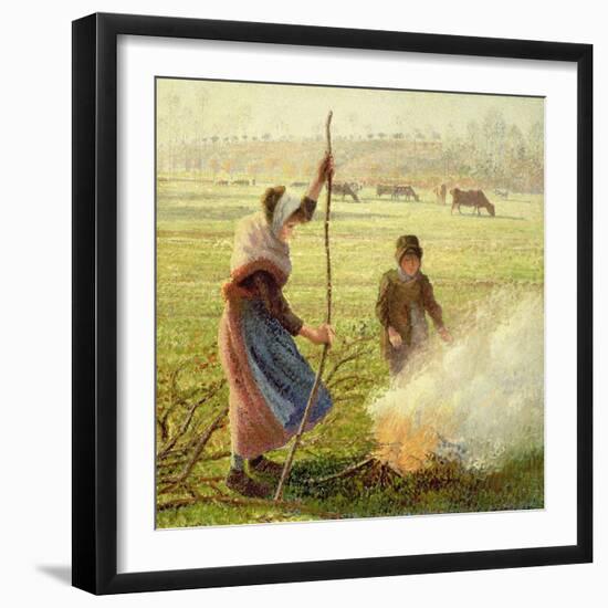 White Frost, Woman Breaking Wood, 1890-Camille Pissarro-Framed Giclee Print