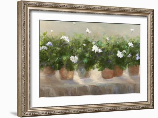 White Geraniums-Sheila Finch-Framed Premium Giclee Print