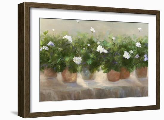 White Geraniums-Sheila Finch-Framed Premium Giclee Print