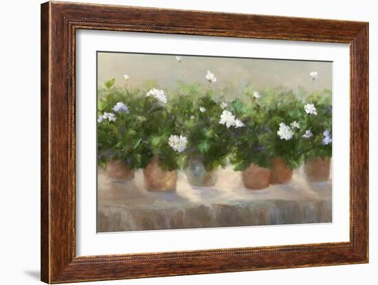 White Geraniums-Sheila Finch-Framed Premium Giclee Print