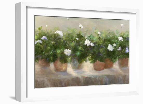 White Geraniums-Sheila Finch-Framed Premium Giclee Print