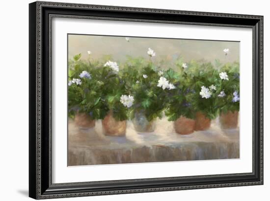 White Geraniums-Sheila Finch-Framed Premium Giclee Print