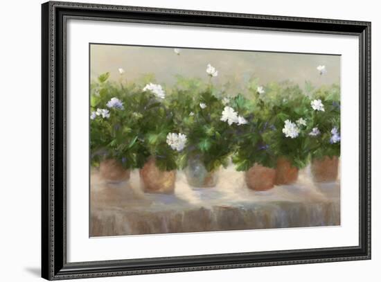 White Geraniums-Sheila Finch-Framed Art Print