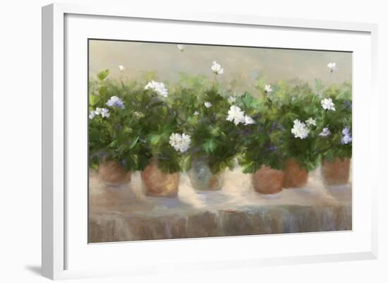 White Geraniums-Sheila Finch-Framed Art Print