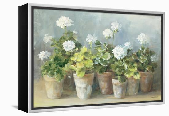 White Geraniums-Danhui Nai-Framed Stretched Canvas