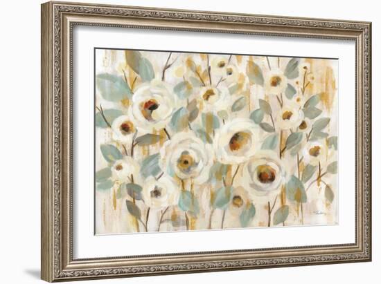 White Gold and Sage Floral-Silvia Vassileva-Framed Art Print