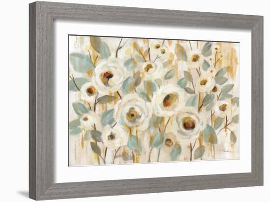 White Gold and Sage Floral-Silvia Vassileva-Framed Art Print